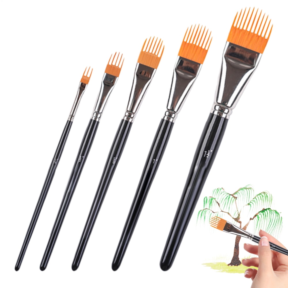 Ksruee Watercolor Brush Set 5 Pieces Artist Painting Comb Tools Flat Paint Brush Set for Adults Kids Beginners Travel Halloween Birthday Outdoor Studio Classroom Hobbies
