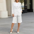 thumbnail image 1 of Ksrymi 2 Piece Sets for Women 2-Piece Blazer & Culottes Set – Solid Notch Lapel Button-Down Long Sleeve Blazer with Flap Pockets, Knee-Length Wide Leg Pants Jumpsuits for Women Dressy, 1 of 6