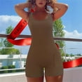thumbnail image 1 of Ksrymi Summer Sets for Women Ribbed Sleeveless Tank Romper Shorts – Fitting Square Neck Biker Jumpsuit with Side Pocket, Stretchy Bodycon Outfit for Workout Matching Sets Women Clothing, 1 of 6