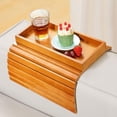 thumbnail image 1 of Kssiaz Bamboo Sofa Tray Table for Couch,Foldable Sofa Arm Tray Table, Foldable Couch Cup Holder for Snacks, Phone, Control, Cups, 1 of 7