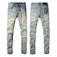 thumbnail image 1 of 2025 Ksubis Jeans brand Jeans  Men's Jeans Casual Comfort Holes Fashionable Straight Skinny Slim Fit Jeans, Ripped Stretch Jeans Denim Pants Menswear 3009 28-40, 1 of 7
