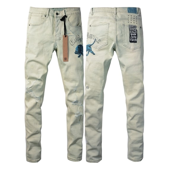 2025 Ksubis Jeans brand Jeans Men's Jeans Casual Comfort Holes Fashionable Straight Skinny Slim Fit Jeans, Ripped Stretch Jeans Denim Pants Menswear 3012 28-40