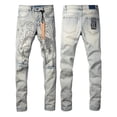 thumbnail image 1 of 2025 Ksubis Jeans brand Jeans  Men's Jeans Casual Comfort Holes Fashionable Straight Skinny Slim Fit Jeans, Ripped Stretch Jeans Denim Pants Menswear 3013 28-40, 1 of 9