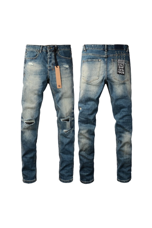 2025 Ksubis Jeans brand Jeans Men's Jeans Casual Comfort Holes Fashionable Straight Skinny Slim Fit Jeans, Ripped Stretch Jeans Denim Pants Menswear 3018 28-40