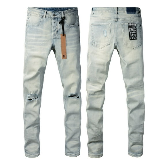 2025 Ksubis Jeans brand Jeans Men's Jeans Casual Comfort Holes Fashionable Straight Skinny Slim Fit Jeans, Ripped Stretch Jeans Denim Pants Menswear 3025 28-40