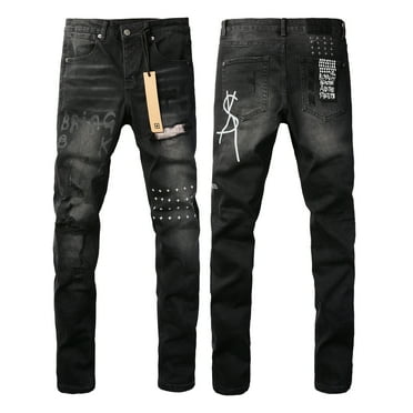 Ksubi brand Men's Jeans Casual Comfort Holes Fashionable Straight High Street Jeans, Ripped Stretch Jeans Denim Pants Menswear SIZE 28-40