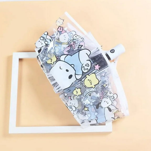 Kt Kawaii Sanrio Hello Kitty Kuromi Cinnamoroll Anime Figure Automatic Fold Umbrella Transparent Thicken Wind Umbrella Rain Gear