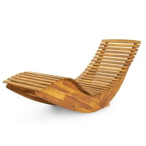 Ktaxon 1 Pack Outdoor Chaise Lounge Chair, Acacia Wood Outdoor Lounger, Patio Lounge Chair with Slatted Design, Rocking Chair, Outdoor Rocker for Beach Pool