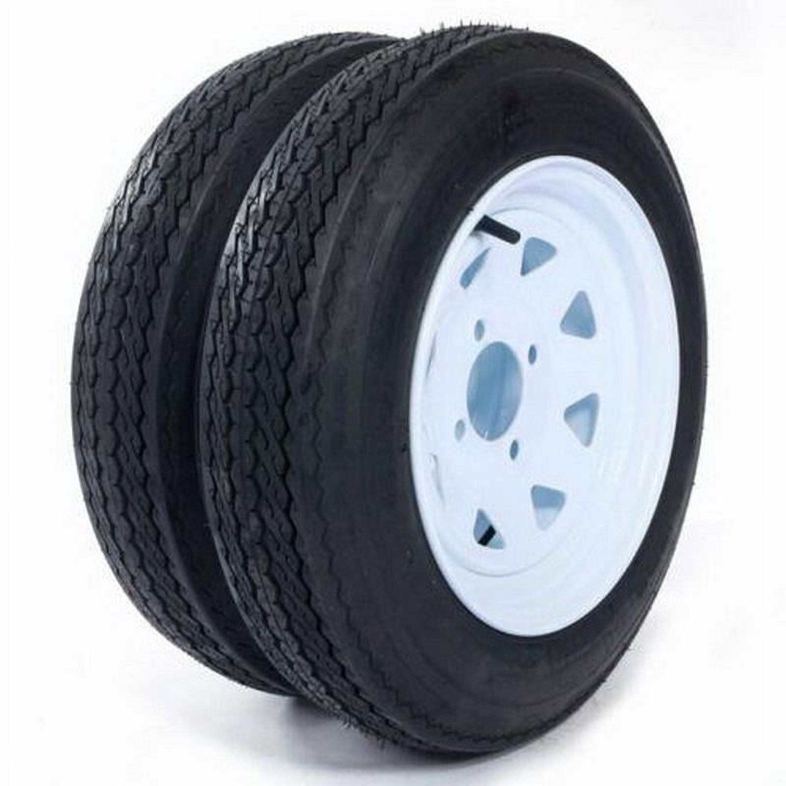 Ktaxon Pair of Trailer Tires & Rims 4.80-12, 4 Lug, White Spoke, 780LBS Load, 2 Pcs