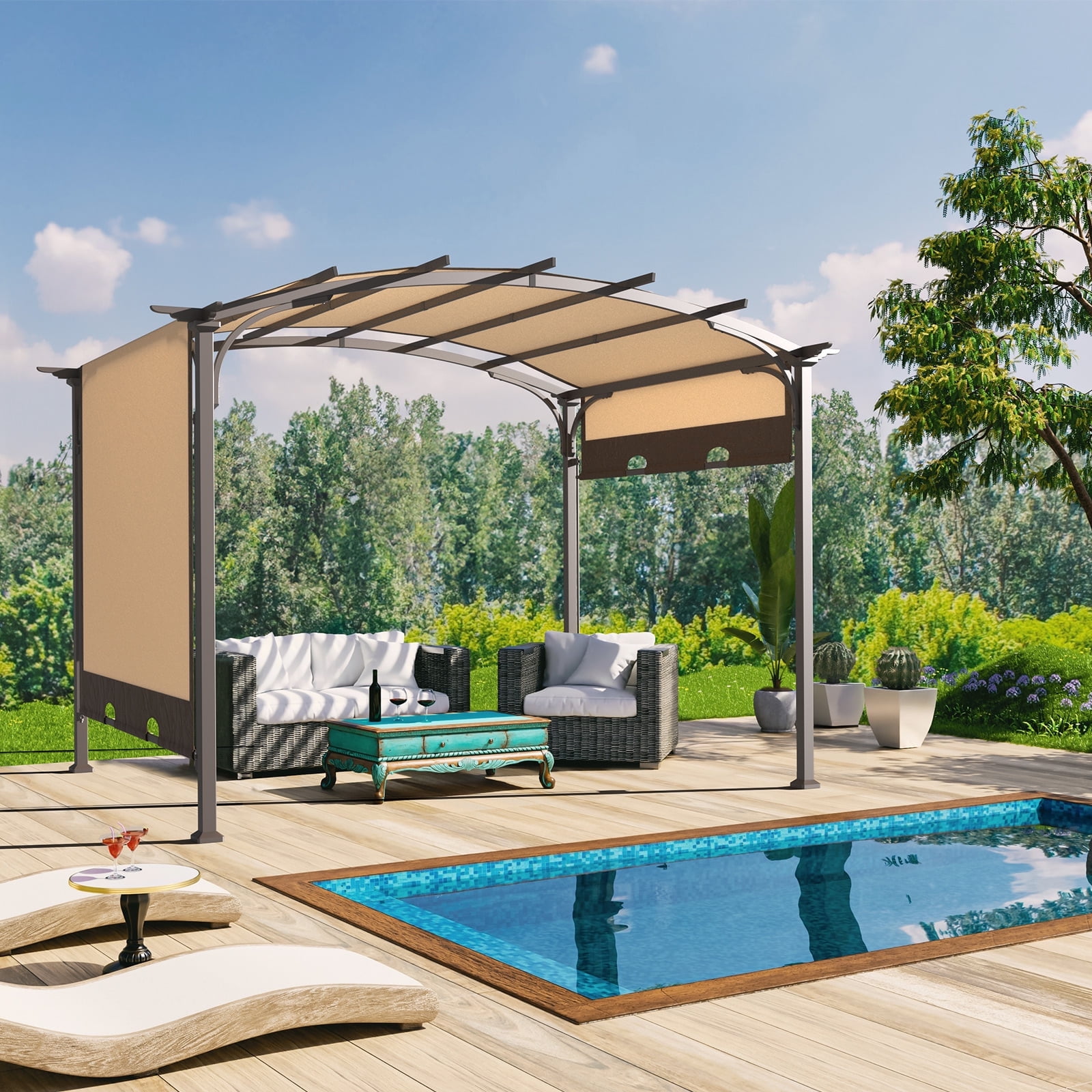 Ktaxon x Patio Gazebo Pergola, Dark Metal with