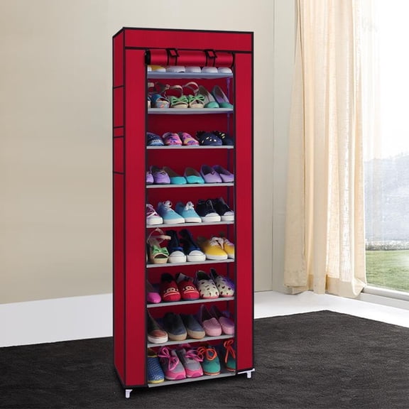 Ktaxon 10 Layer 9 Grid Shoe Rack Shelf Storage Closet Boot Organizer Cabinet PortableMulti-color