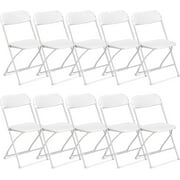 Ktaxon 10 Pack Commercial Plastic Folding Chairs Stackable Wedding Party Chairs Portable Chairs for Outdoor White