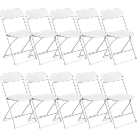 Ktaxon 10 Pack Commercial Plastic Folding Chairs Stackable Wedding Party Chairs Portable Chairs for Outdoor White