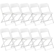 Ktaxon 10 Pack Commercial Plastic Folding Chairs Stackable Wedding Party Chairs Portable Chairs for Outdoor White
