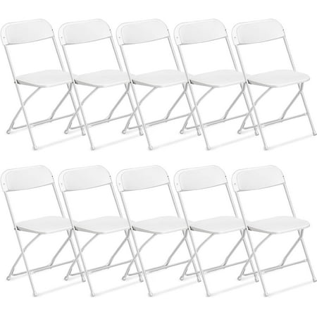 Ktaxon 10 Pack Commercial Plastic Folding Chairs Stackable Wedding Party Chairs Portable Chairs for Outdoor White
