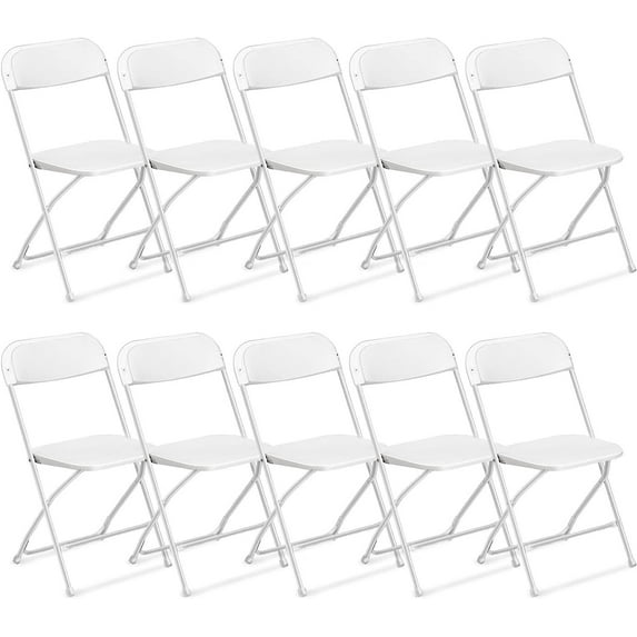 Ktaxon 10 Pack Commercial Plastic Folding Chairs Stackable Wedding Party Chairs Portable Chairs for Outdoor White