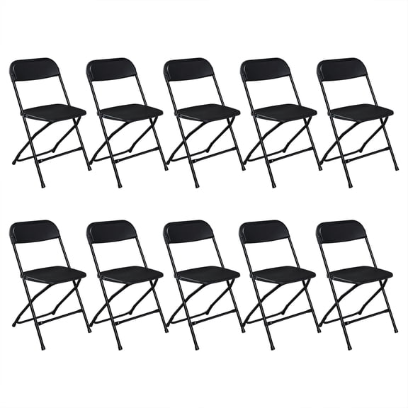 Ktaxon 10 Pack Commercial Plastic Folding Chairs Stackable Wedding Party Chairs for Adults, Black