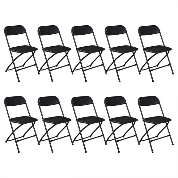 Ktaxon 10 Pack Commercial Plastic Folding Chairs Stackable Wedding Party Chairs for Adults, Black