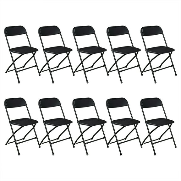 Ktaxon 10 Pack Folding Chairs Plastic Dining Chairs for Kitchen, Wedding, Commercial Activities, Portable Chairs for Festival, Holiday, Black