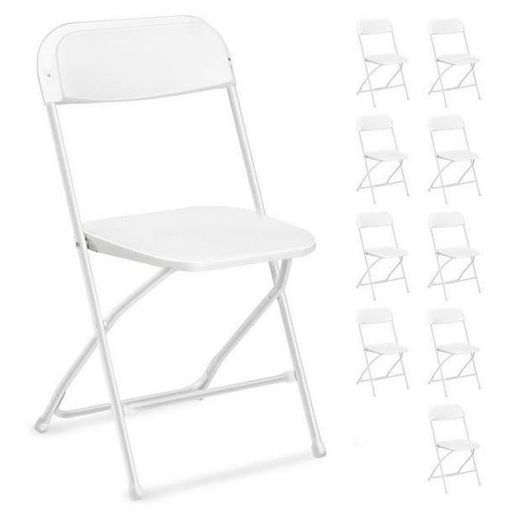 Ktaxon 10 Pack Folding Chairs Plastic Dining Chairs for Kitchen, Wedding, Commercial Activities, Portable Chairs for Festival, Holiday, White