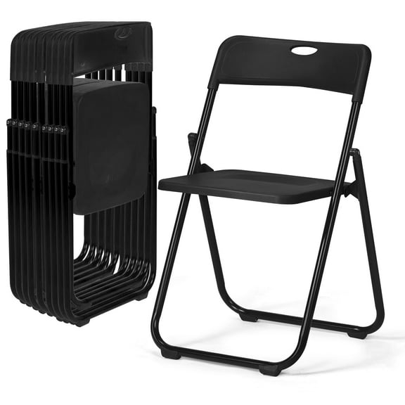 Ktaxon 10-Pack Plastic Folding Chairs, Modern Stackable and Portable Event Seats, Indoor Outdoor Party, Black (Set of 10)