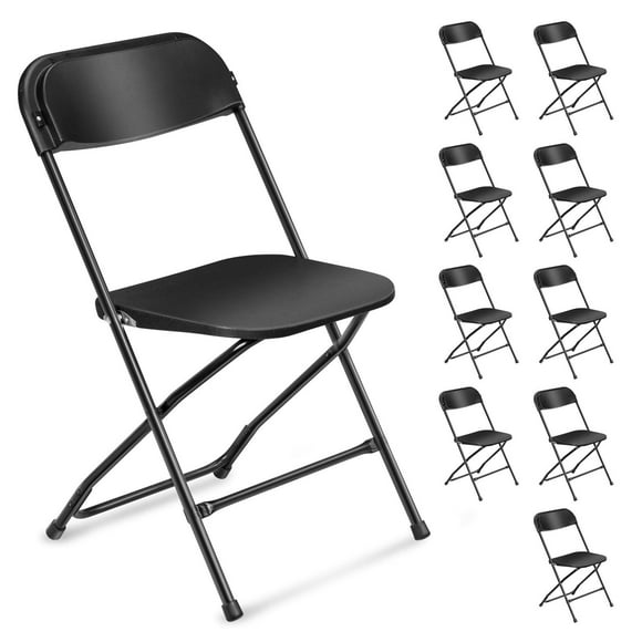 Ktaxon 10 Pack Plastic Folding Chairs, Portable Chair for Adults, Comfortable Seat for Party, Dining, Concert, Banquet, Black