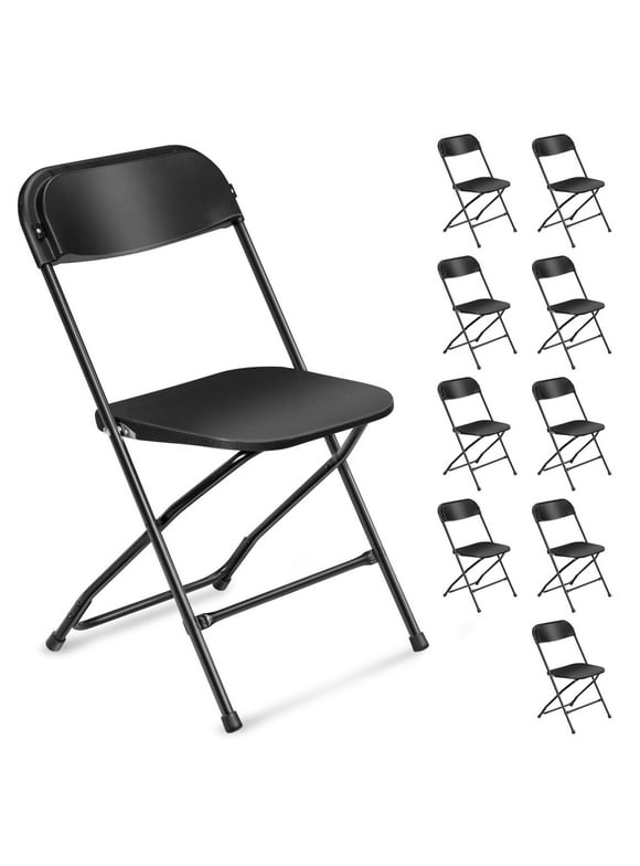 Ktaxon 10 Pack Plastic Folding Chairs, Portable Chair for Adults, Comfortable Seat for Party, Dining, Concert, Banquet, Black