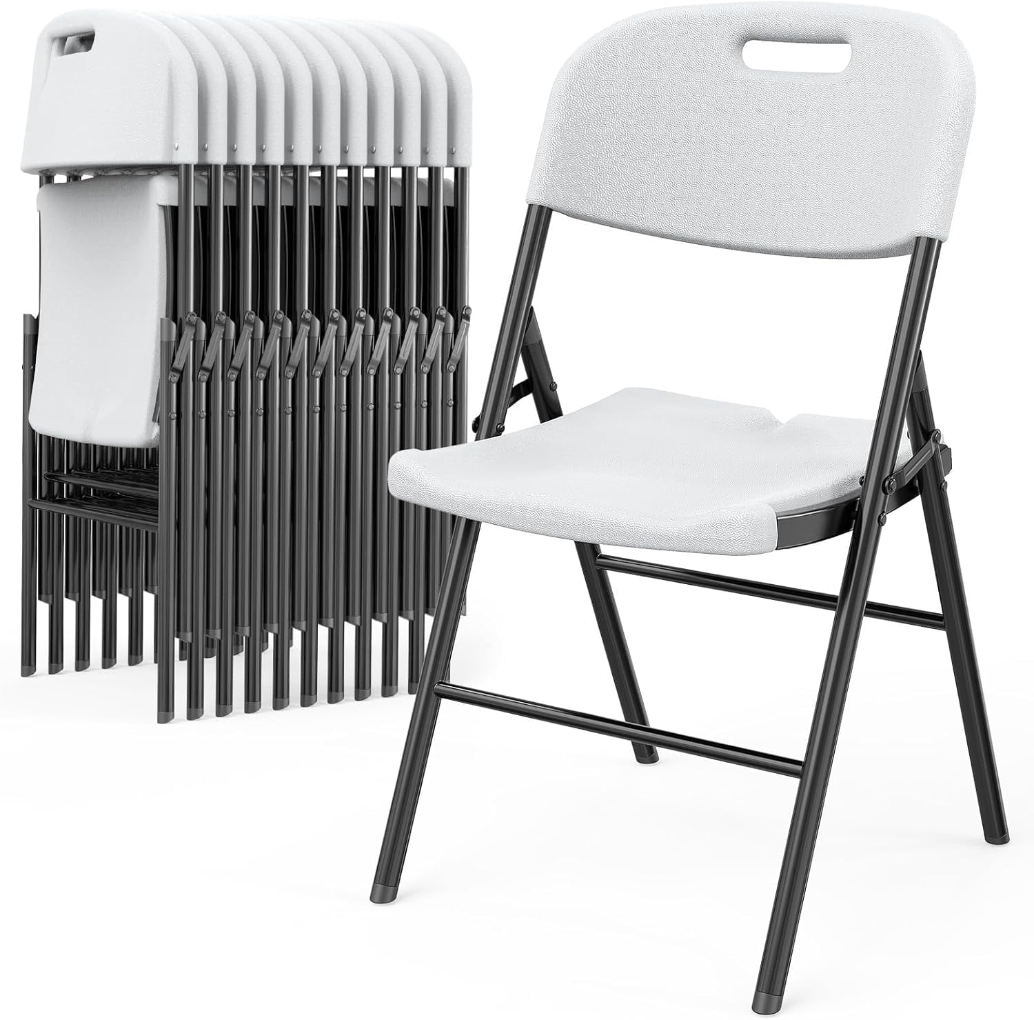 Ktaxon 10 Packs Portable Plastic Folding Chair w/ Handle White for Party Wedding Camping Picnic, Adult, Outdoor and Indoor Portable Chairs, Plstic Chairs