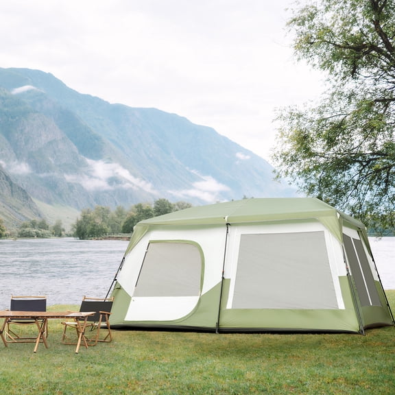 Ktaxon 10-Person Instant Cabin Tent Perfect for Outdoor Adventures, Picnics, Camping, and Gatherings with Friends Green