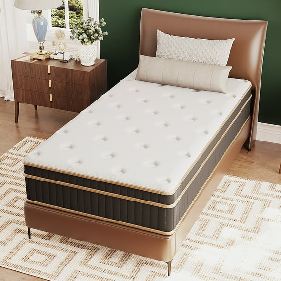 Ktaxon 10" Twin XL Size Mattress with Gel Memory Foam, Spring Hybrid Mattress in a Box, Adult