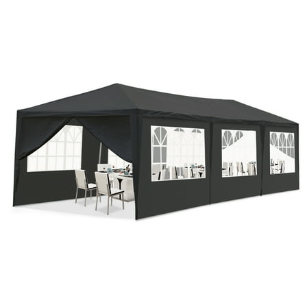 Ktaxon 10' X 30' Wedding Tent Party Canopies Heavy Duty Pavilion 8 Sidewall Black
