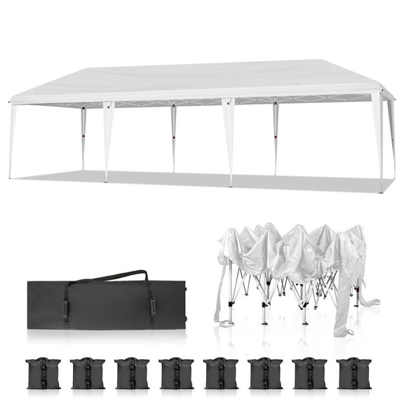 Ktaxon 10'X30' Pop up Wedding Party Tent Foldable Gazebo No Sidewalls Canopy White