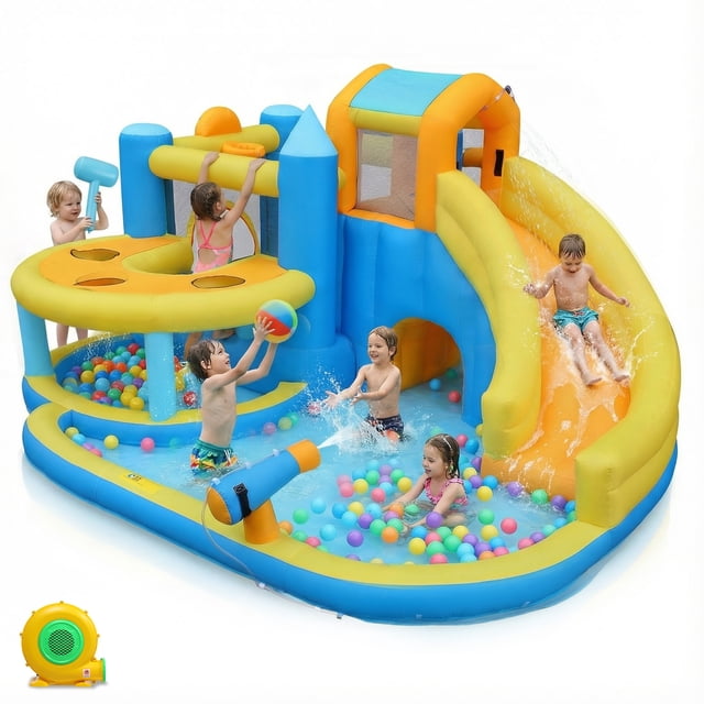 Ktaxon 10-in-1 Inflatable Water Slide Bounce House with Blower, 167