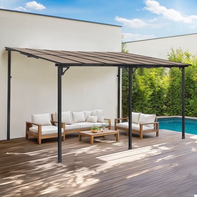 Ktaxon 10 X 14 Gazebo Wall Mount Gazebo Outdoor Pergola Hardtop Ktaxon 10 x 14 gazebo wall mount gazebo outdoor pergola hardtop
