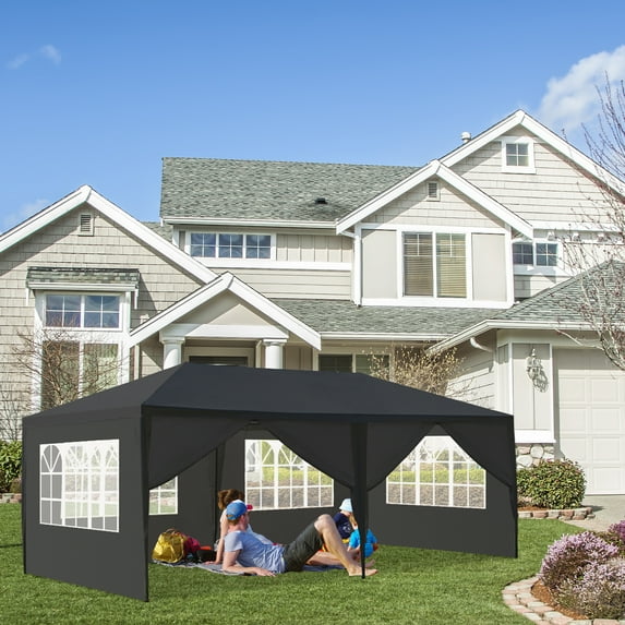 Ktaxon 10' x 20' Canopy Waterproof Party Tent Outdoor Tent 6 Sides Black