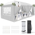 thumbnail image 1 of Ktaxon 10x20 Ez Pop Up Canopy Tent,Outdoor Sun Shade Shelter,Outdoor Gazebo,One Push Setup with Bag,6 Sidewalls,UPF50+ - White, 1 of 8