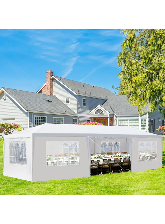 Ktaxon 10' x 30' Canopy Party Outdoor Wedding Tent Gazebo 7 Walls Pavilion White