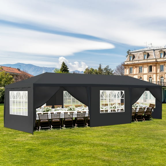 Ktaxon 10' x 30' Canopy Tent Gazebo Party Tent Outdoor Tent 8 Sides Black