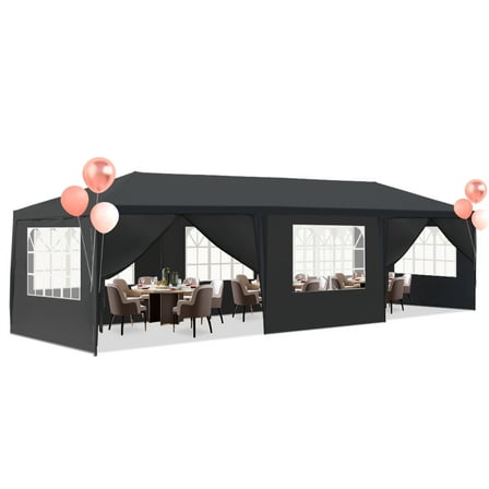 Ktaxon 10' x 30' Canopy Waterproof Party Tent Outdoor Tent 8 Sides Black