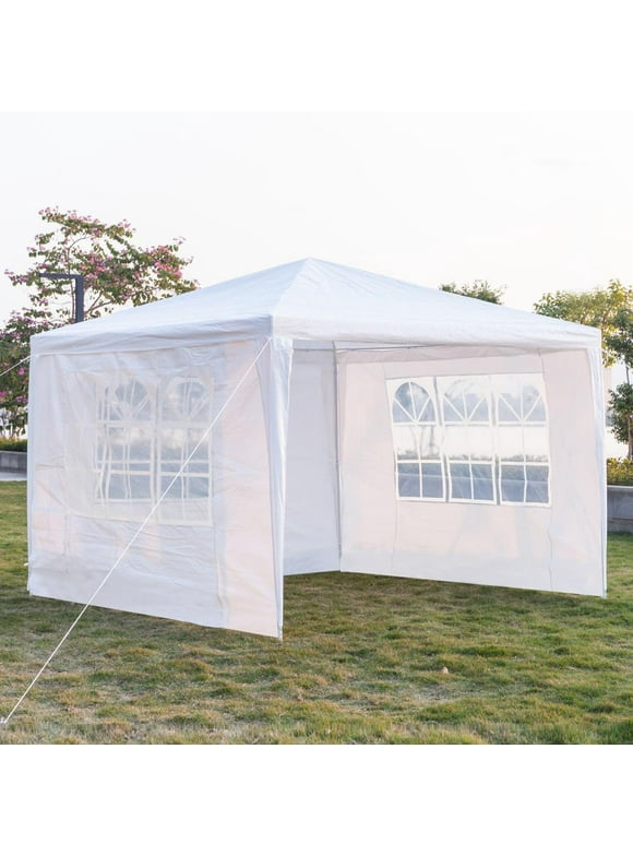 Ktaxon 10'x10' Canopy Party Tent Canopy Wedding Tent Outdoor with 3 Sidewall White