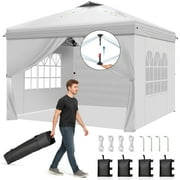 Ktaxon 10x10 Ez Pop Up Canopy Tent,Outdoor Sun Shade Shelter,Outdoor Gazebo,One Push Setup with Sidewalls,1 Roller Bag,4 Sandbags,UPF50+ - White