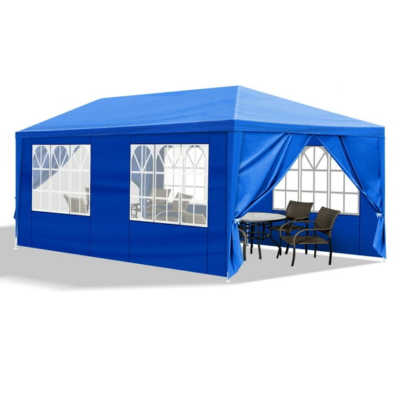 Ktaxon 10'x20' Canopy Party Outdoor Gazebo Canopy Wedding Party Tent 6 Sidewall Blue