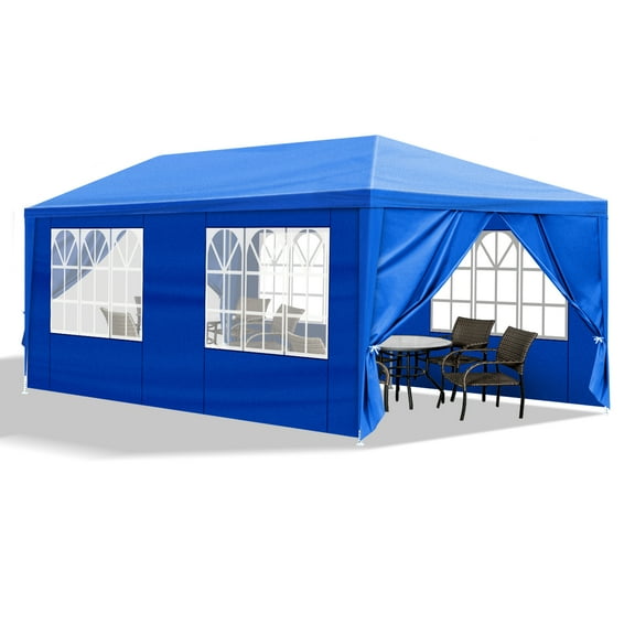 Ktaxon 10'x20' Canopy Party Outdoor Gazebo Canopy Wedding Party Tent 6 Sidewall Blue