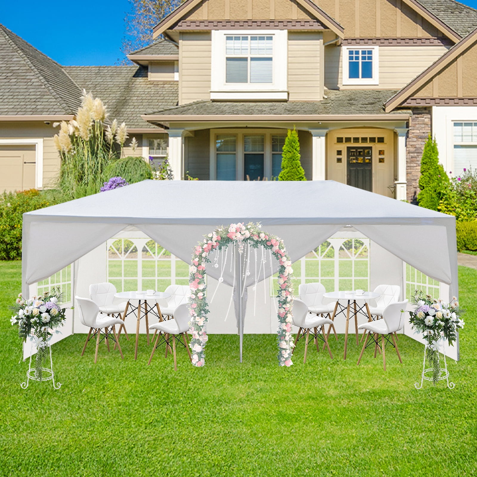 White 10'x20' Portable Metal Frame Wedding Canopy Tent