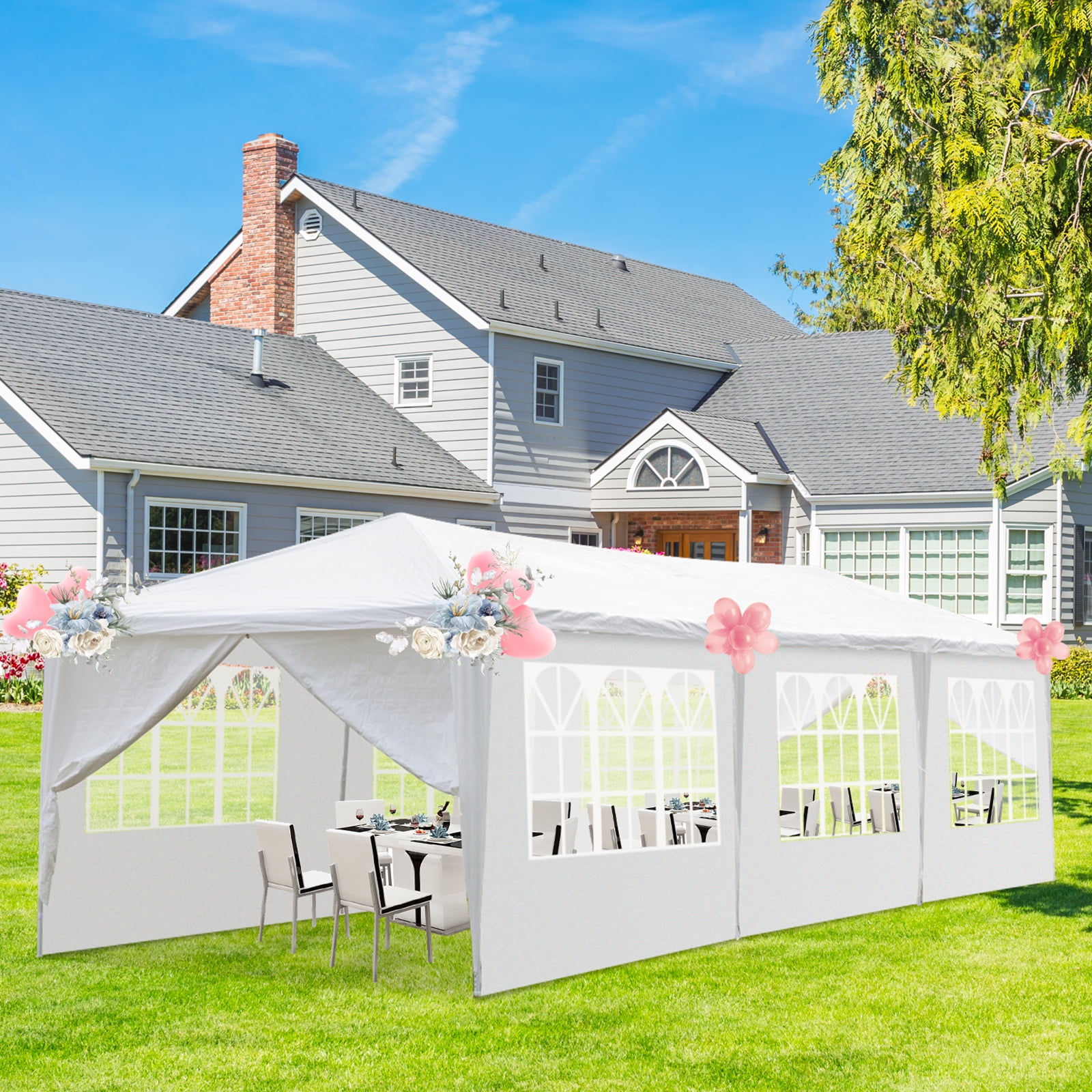 Ktaxon 10'x10' Canopy Party Wedding Tent Gazebo Camping Tent BBQ Canopy W/  3 Sides 