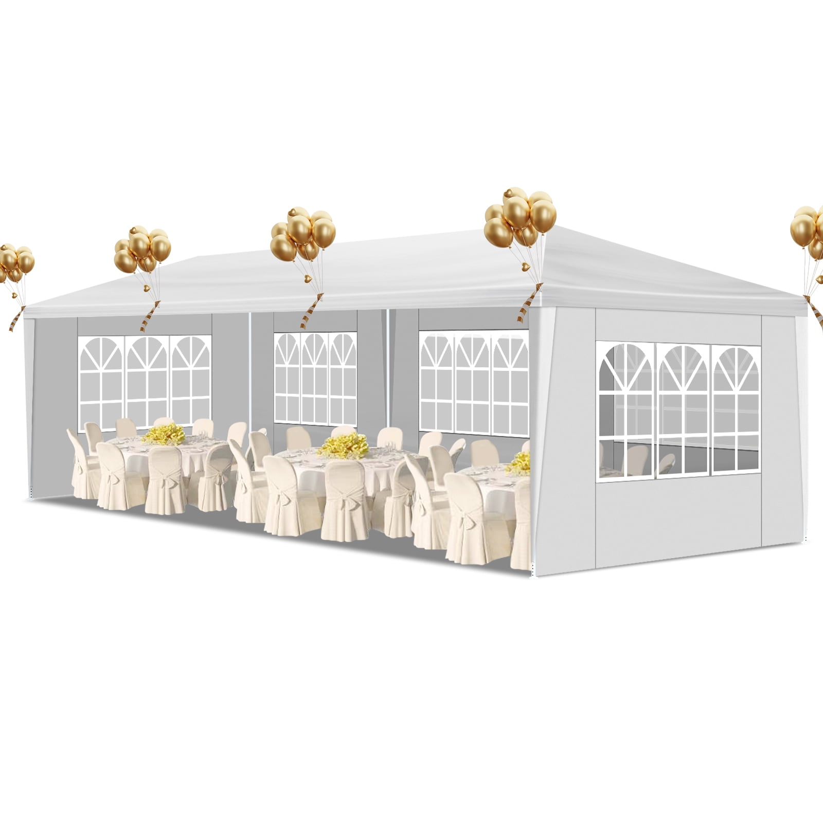 White 10'x30' PE Fabric Party Tent with Removable Sidewalls