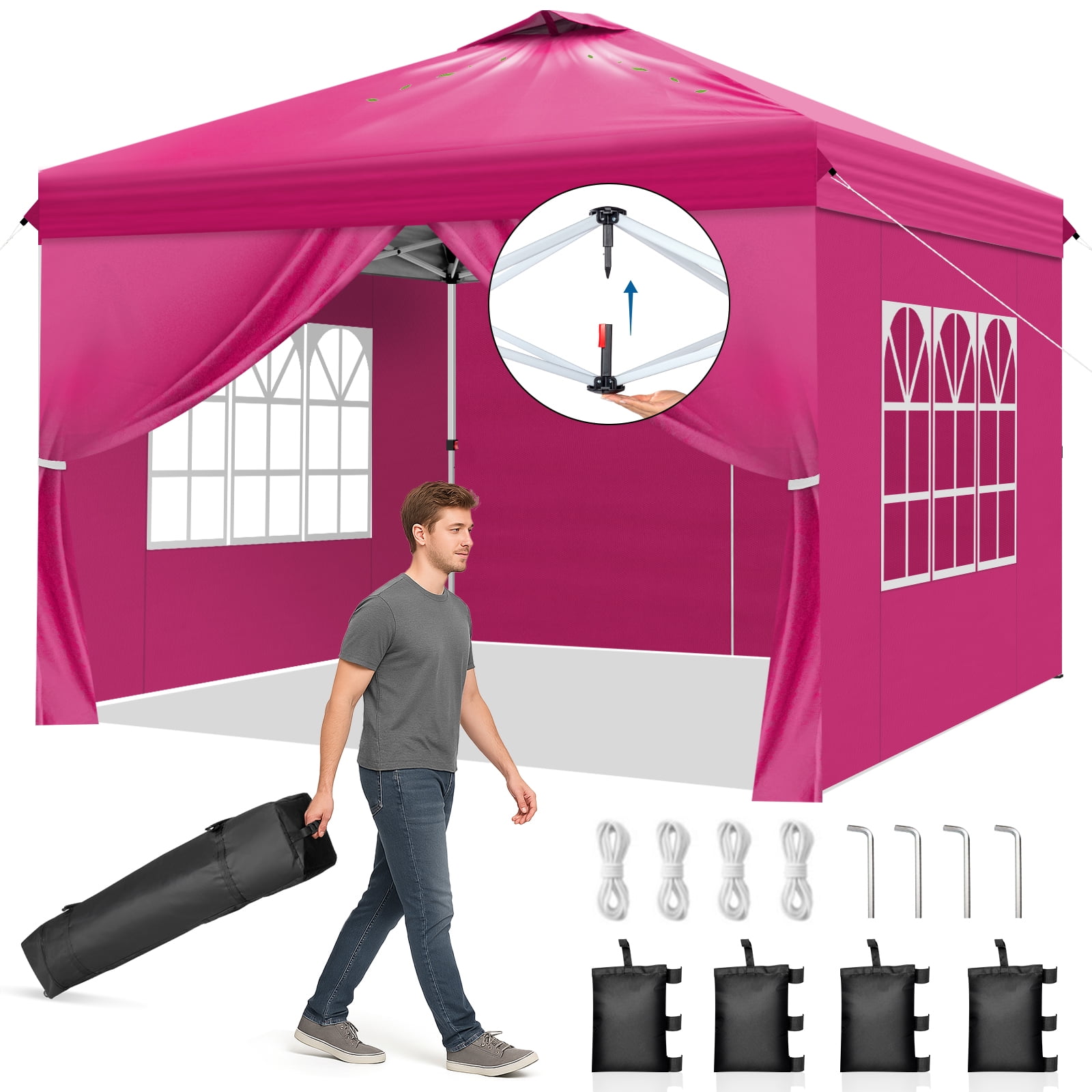 Walmart discount codes: Ktaxon 10ft x 10ft Base/8ft x 8ft Pop Up Party Tent, Folding Tent with Carry Bag, White