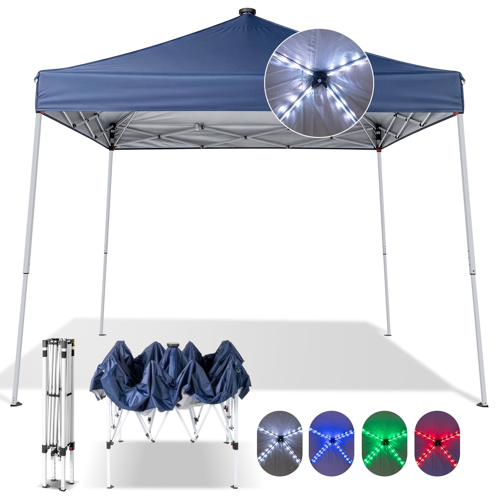 Ktaxon 10ft x 10ft Ez Pop Up Canopy Tent with Lights,LED Frame