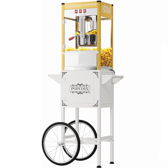 Ktaxon 10oz Popcorn Machine with Cart & Wheels, Home Theater Commercial, ETL Certified, White