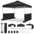 thumbnail image 1 of Ktaxon 10x10 Ez Pop Up Canopy Tent,Outdoor Sun Shade Shelter,Outdoor Gazebo,One Push Setup with 2 Half Sidewalls,1 Roller Bag,4 Sandbags,UPF50+ - Black, 1 of 11